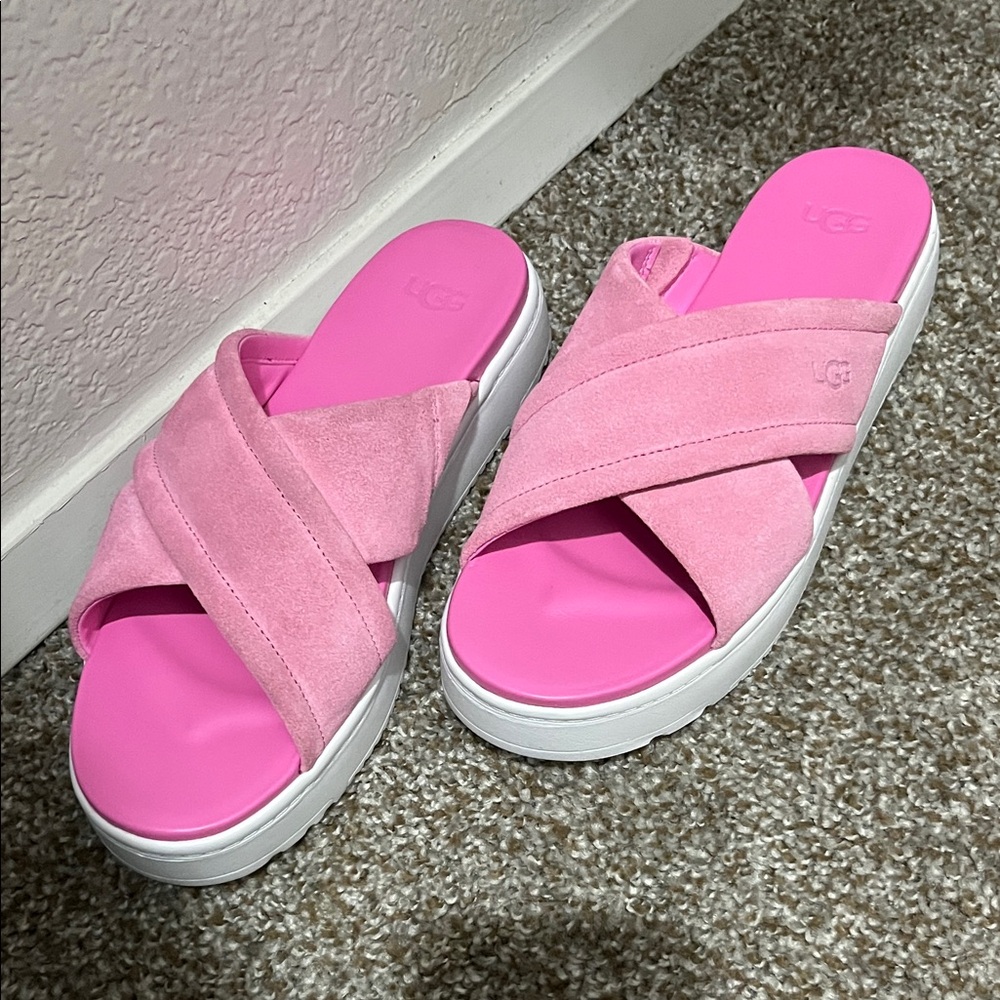 UGG Women's Vibrant Pink Cross-Band Sandals